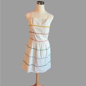 Altar'd State White Dress with Colorful Stripes